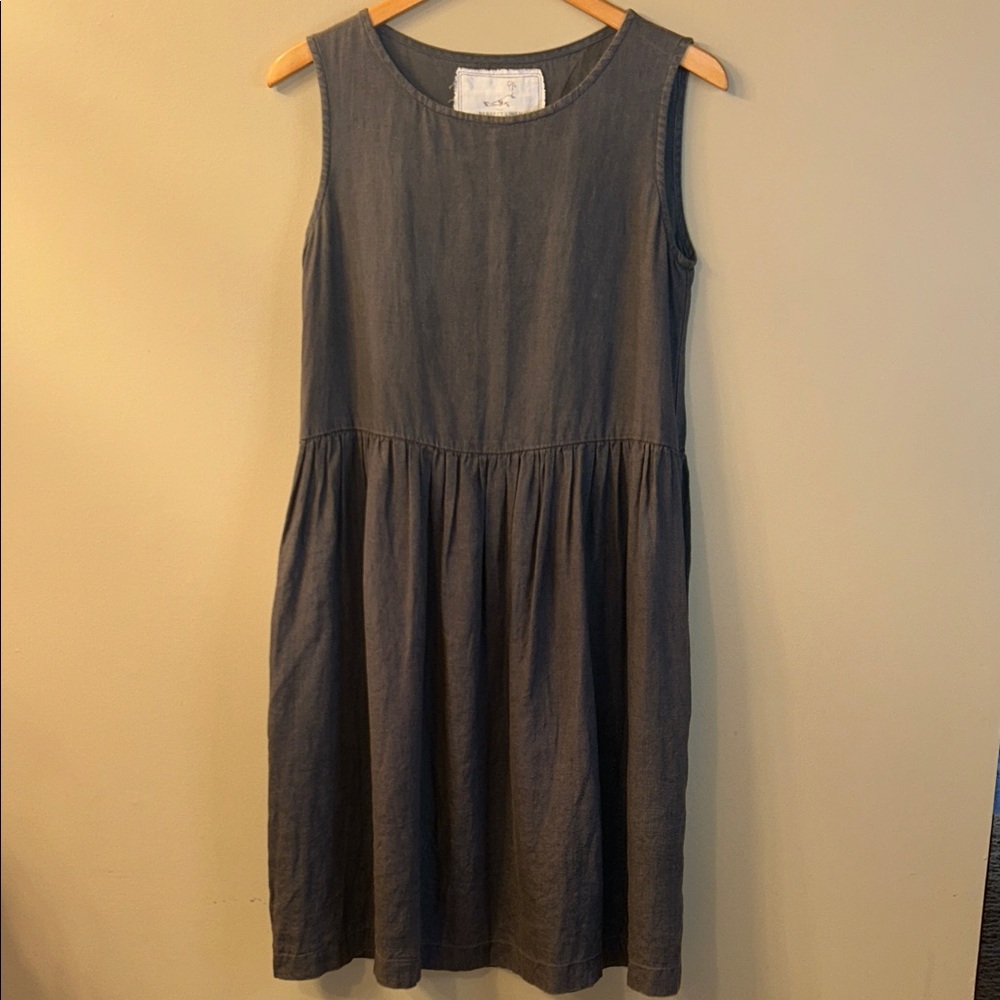 notPERFECTLINEN Women’s Dress Grey Midi Sleeveless with Pockets - Size XS